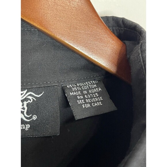 Dragonfly Men's XL Black White Rose Embroidered Snap Button Down S/S Shirt - Picture 4 of 8